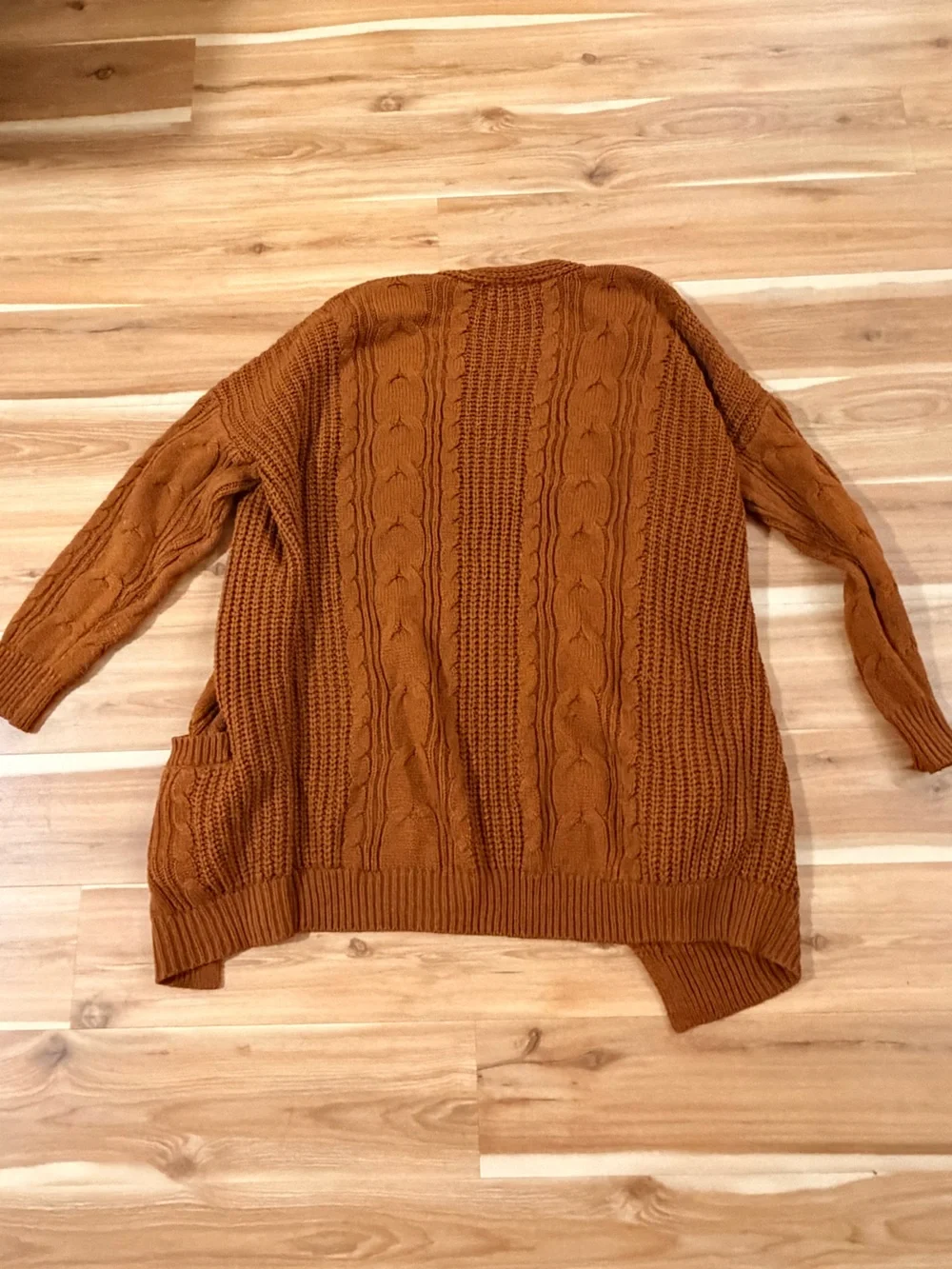 Pink Rose Men's Cable Knit Open Cardigan - Rust